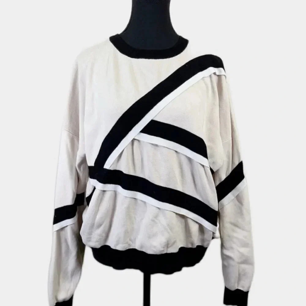 Topshop Geometric Stripe Long Sleeve  Pullover